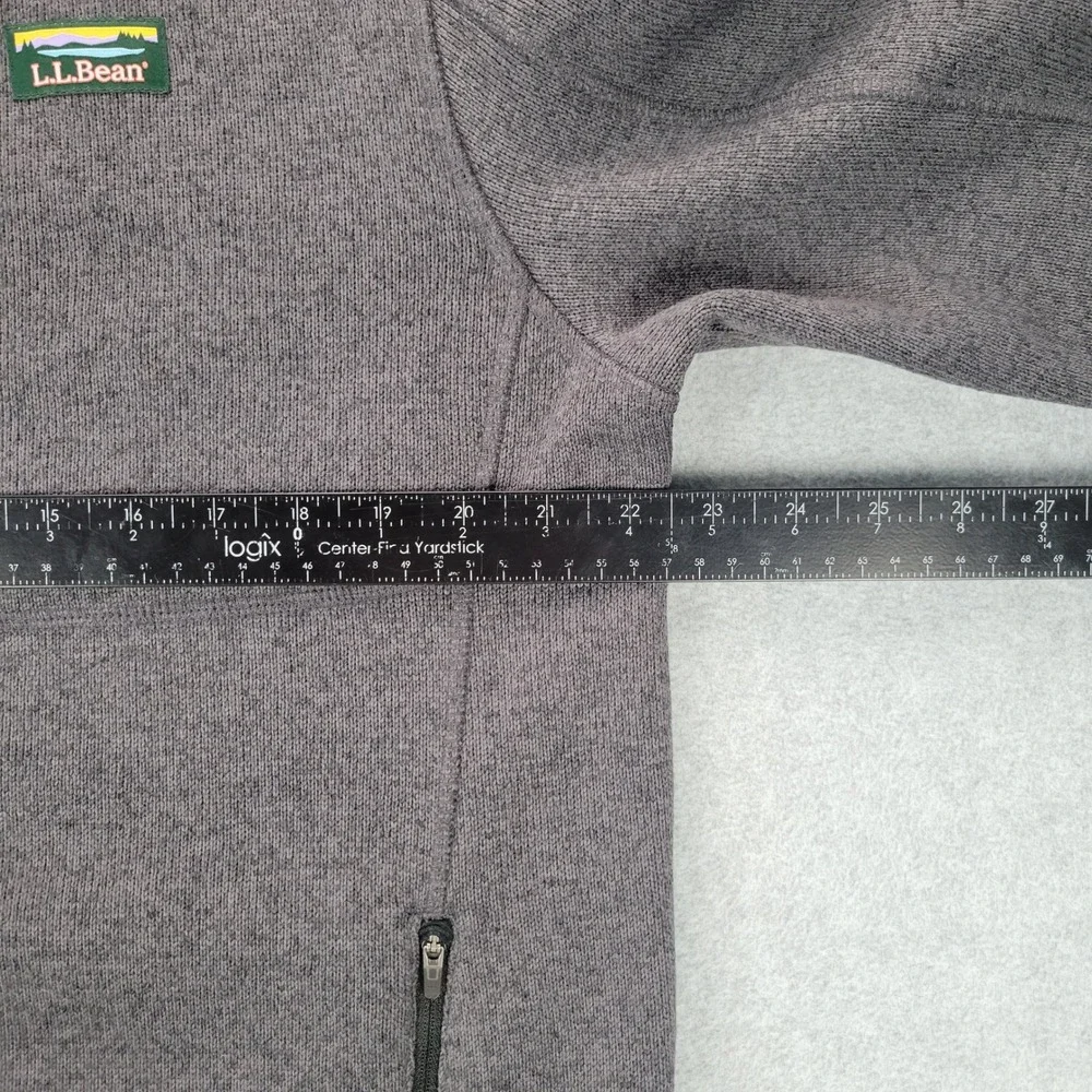 L.L. Bean Sweater Fleece Full-Zip Jacket Mens Medium Gray Marled‎ 504938 Pocket